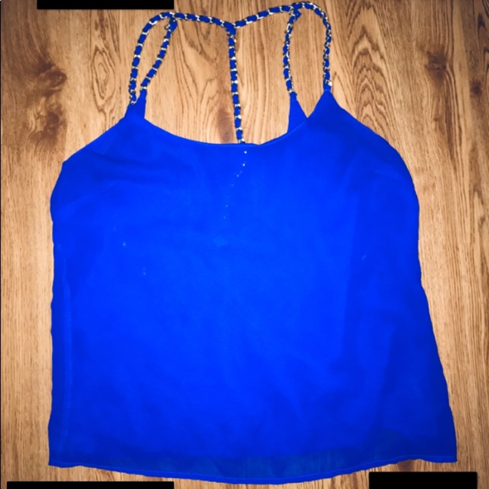 Royal blue chain strap tank top